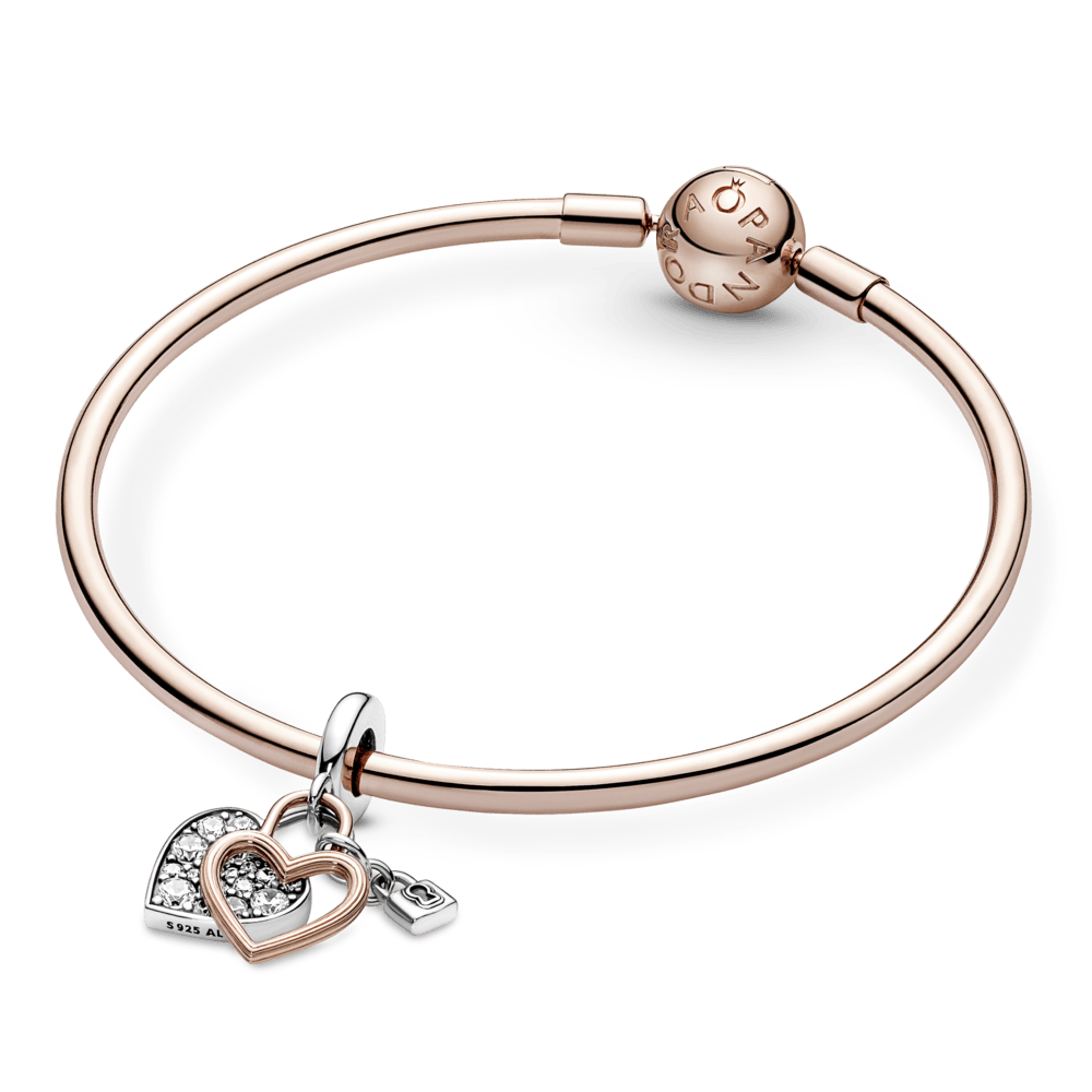 Charm Pendente Coração e Cadeado em Dois Tons - 780087C01