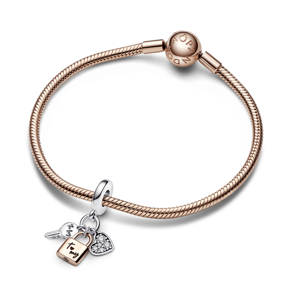 Charm Pendente Chave, Cadeado e Coração - 782506C01