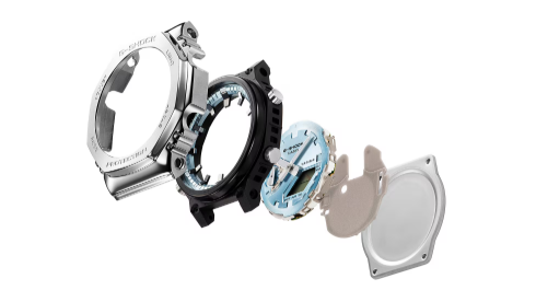 Relógio Casio G-Shock G-Steel Masculino Prateado com Fundo Azul- GM-2110D-2BDR