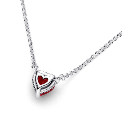 Colar De Prata Coracao Vermelho Brilhante - 392542C01