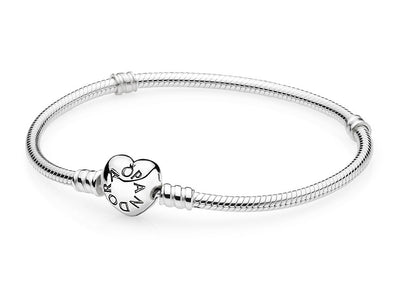 Bracelete Pandora Pulseira De Prata E Fecho Coracao - 590719
