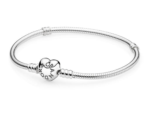 Bracelete Pandora Pulseira De Prata E Fecho Coracao - 590719