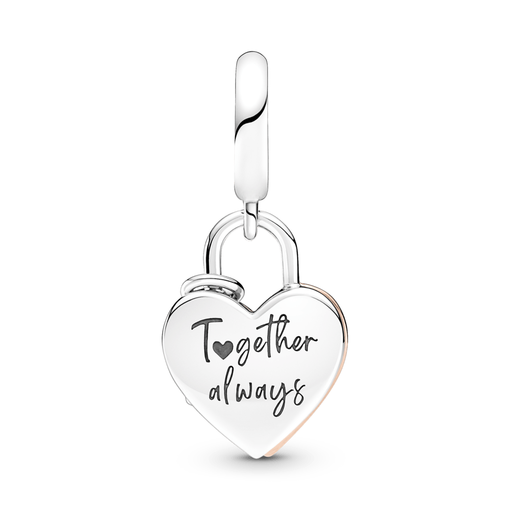 Charm Pendente Coração e Cadeado em Dois Tons - 780087C01