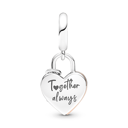 Charm Pendente Coração e Cadeado em Dois Tons - 780087C01