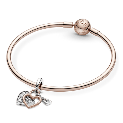 Charm Pendente Coração e Cadeado em Dois Tons - 780087C01