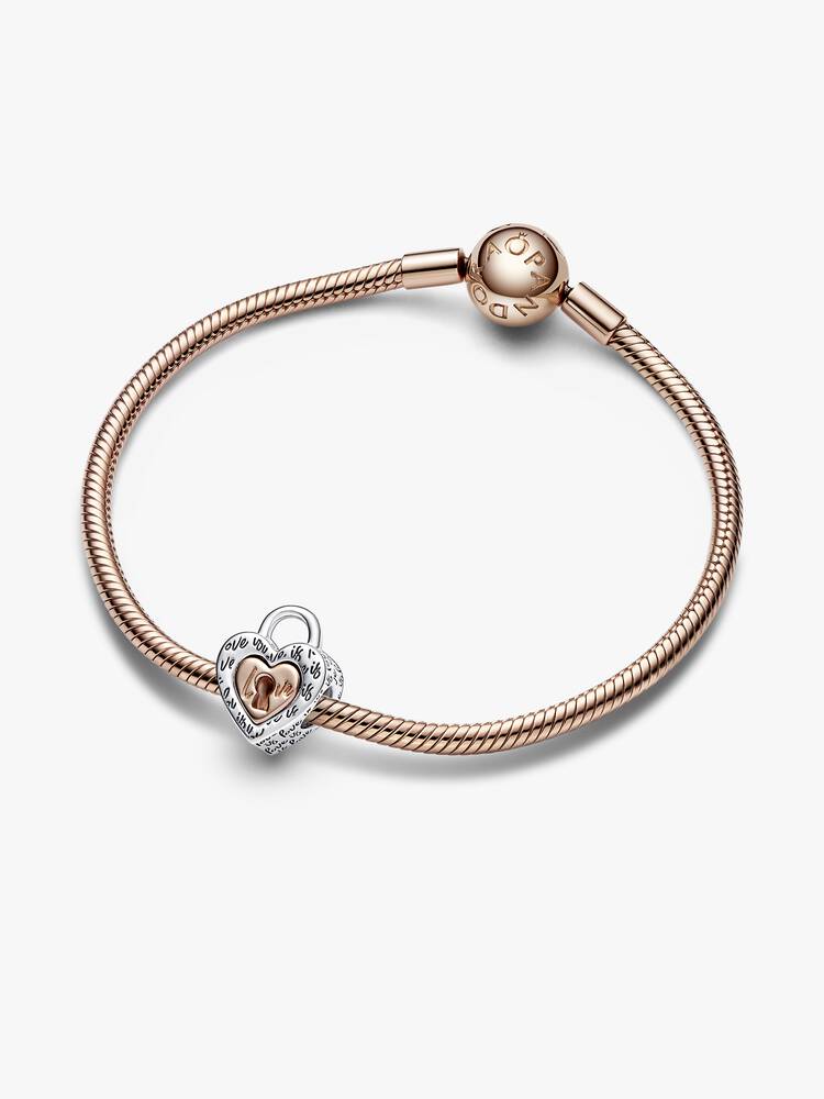 Charm Coração com Cadeado em dois tons - 782505C00