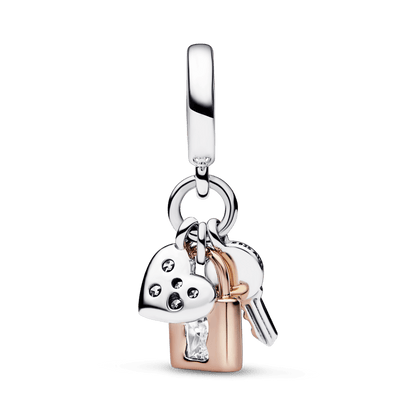 Charm Pendente Chave, Cadeado e Coração - 782506C01