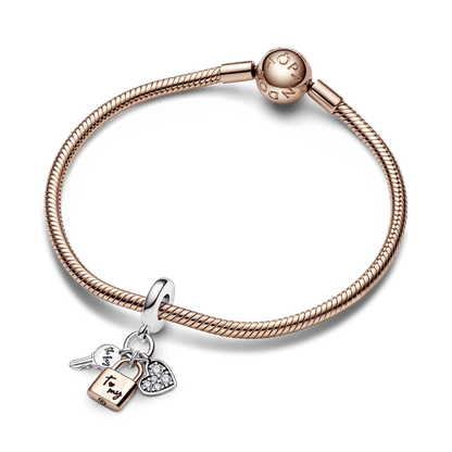 Charm Pendente Chave, Cadeado e Coração - 782506C01