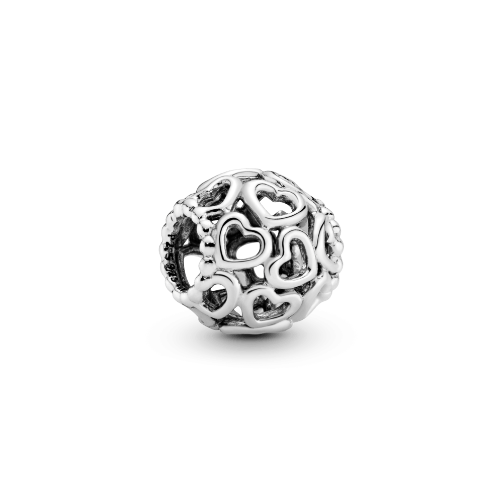 Charm Prata Separador Coracoes Vazados - 790964