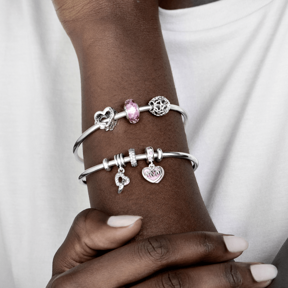 Charm Prata Separador Coracoes Vazados - 790964