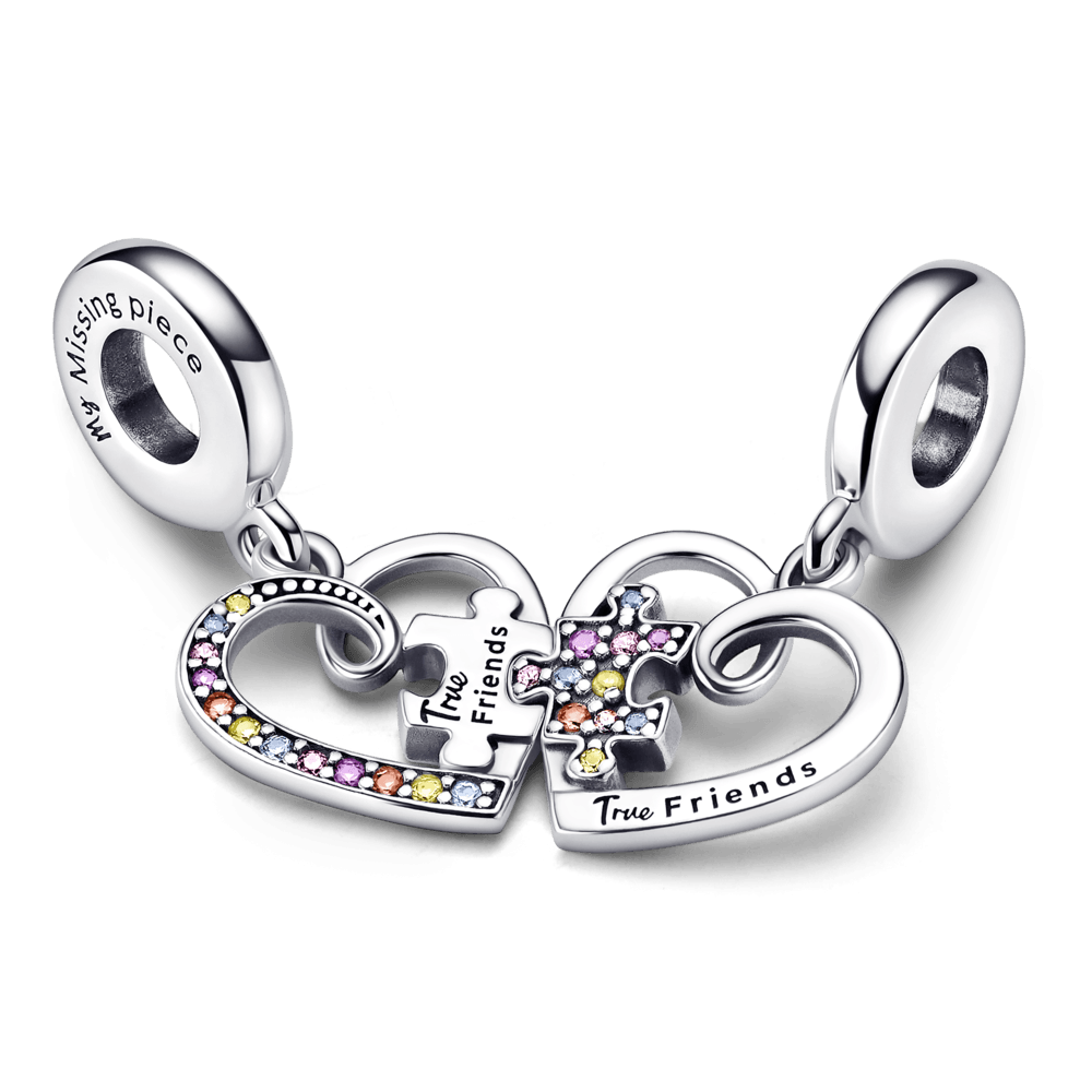 Charm Prata Pendente Coração e Quebra-Cabeça Divisível - 792239C01