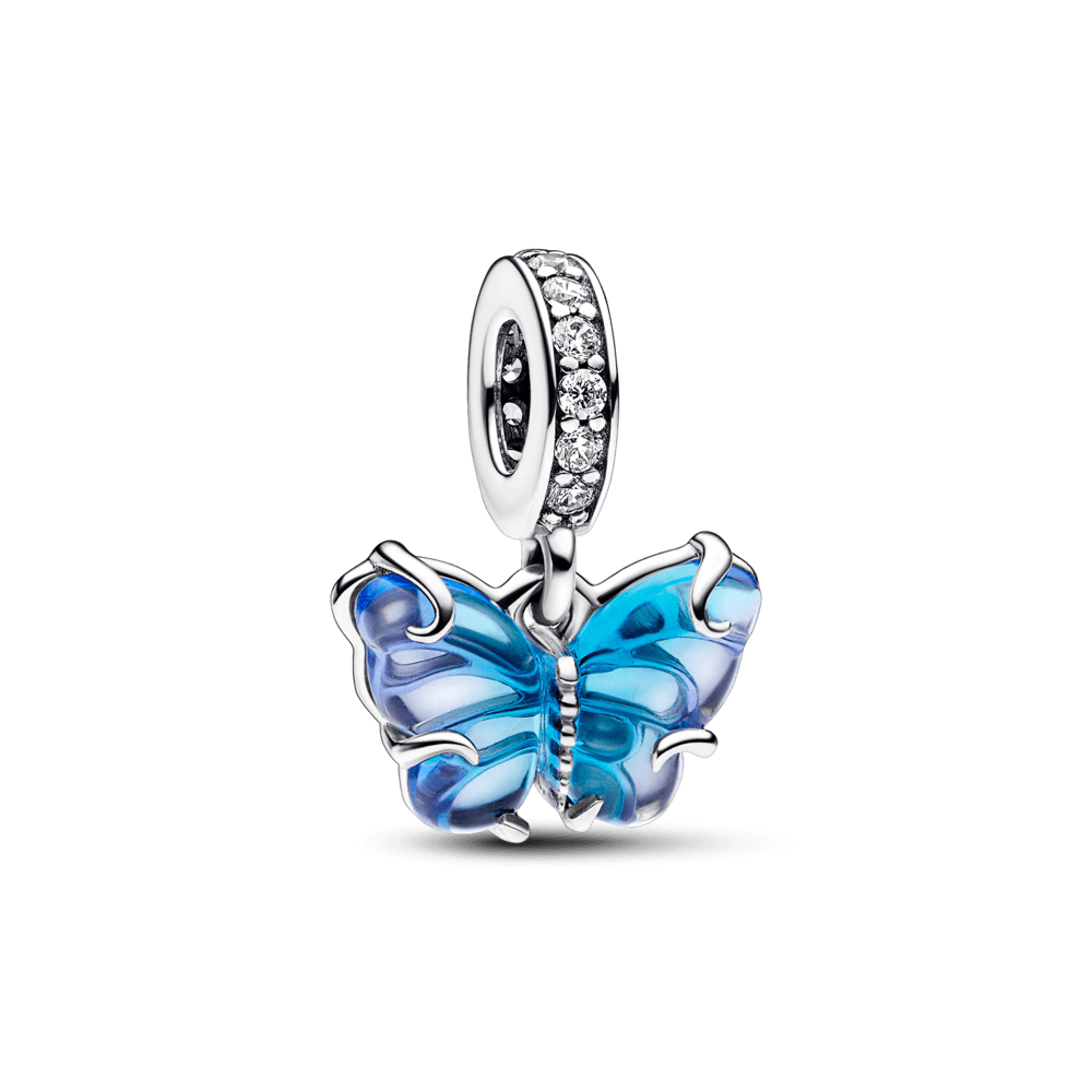 Charm Pendente Borboleta Em Vidro Murano Azul - 792698C01