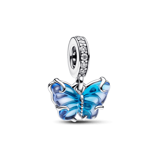 Charm Pendente Borboleta Em Vidro Murano Azul - 792698C01