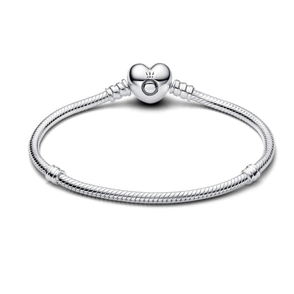 Bracelete Pandora Pulseira De Prata E Fecho Coracao - 590719