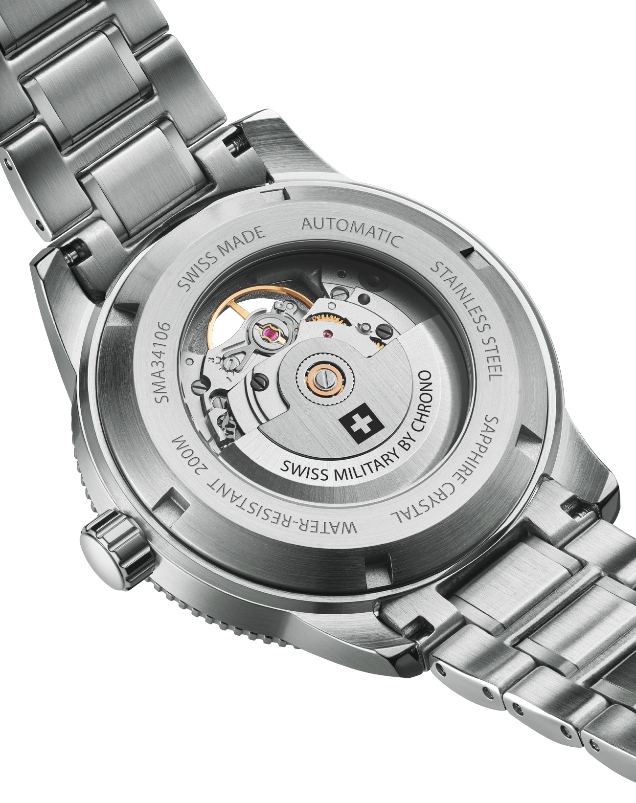 Relógio de Mergulho Automático Swiss Military  SMA34106.05 – Pulseira de Couro Preto