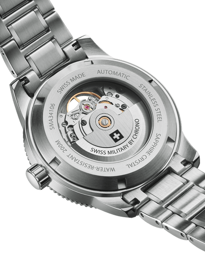 Relógio de Mergulho Automático Swiss Military  SMA34106.05 – Pulseira de Couro Preto