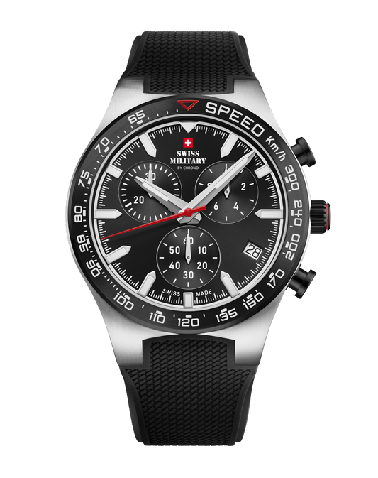 Relógio Cronógrafo Swiss Military –  SM34115.05 - Speed Borracha Preto