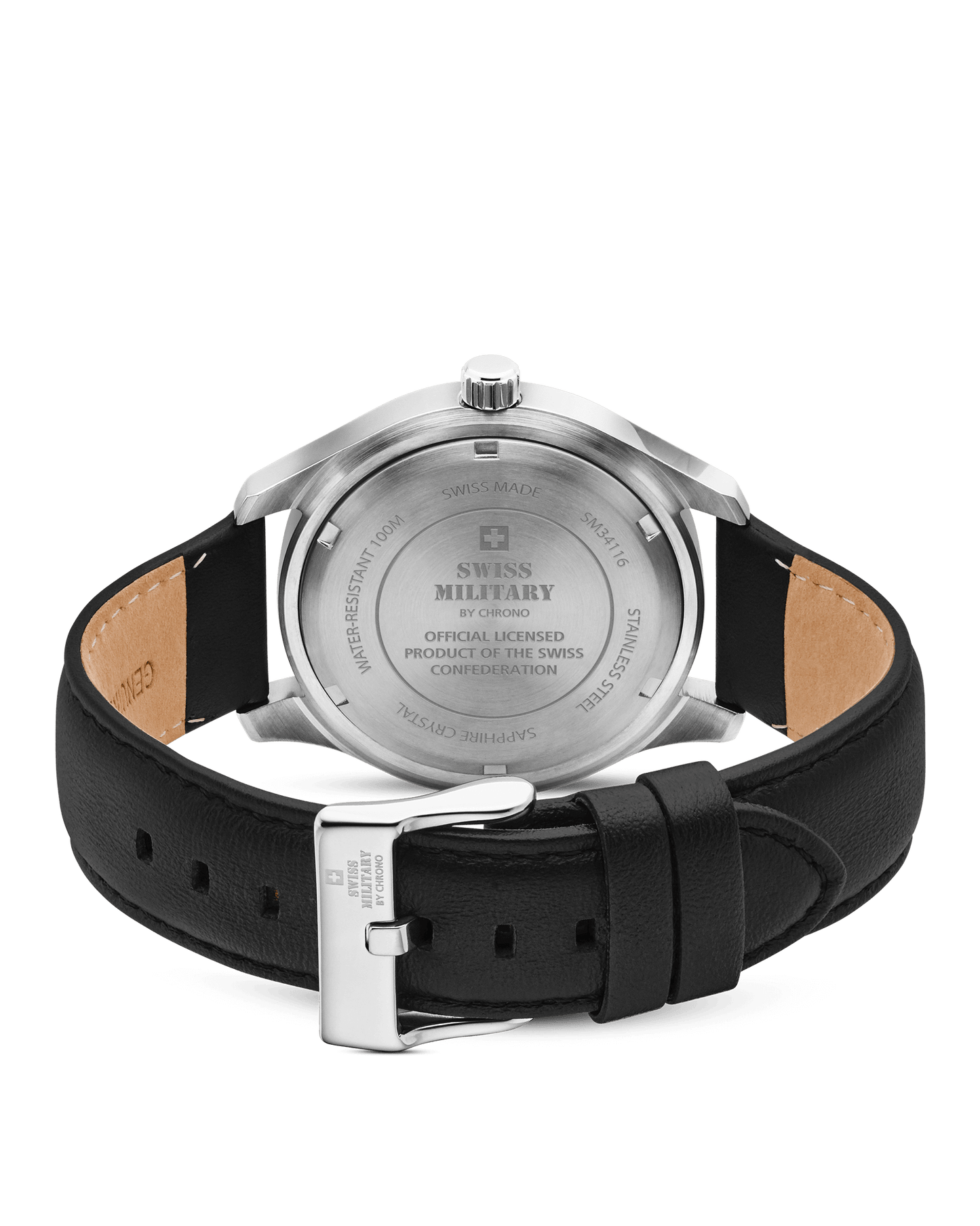 Relógio Swiss Military  SM34116.04 Clássico Masculino - Pulseira de Couro Preta