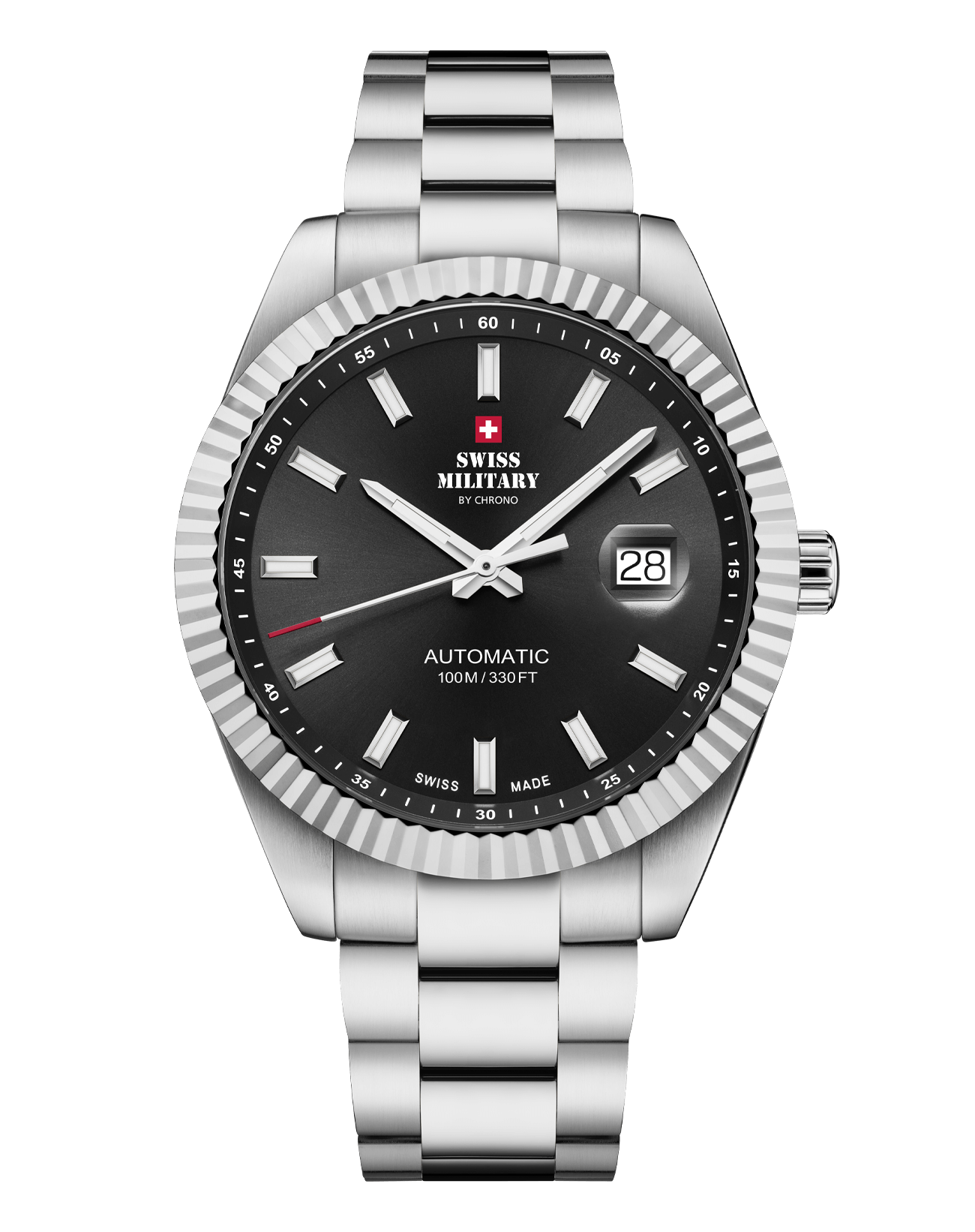 Relógio Clássico Automático Swiss Military  SMA34110.01 – Aço Mostrador Preto