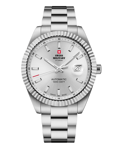 Relógio Clássico Automático Swiss Military  SMA34110.01 – Aço Mostrador Preto