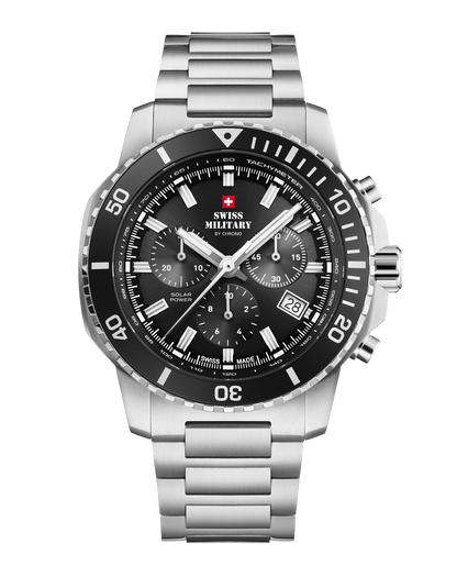 Relógio Cronógrafo Solar Automático Swiss Military SMS34113.02 –  Azul Aço