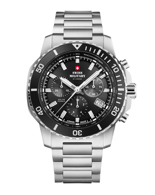 Relógio Cronógrafo Solar Automático Swiss Military SMS34113.02 –  Azul Aço