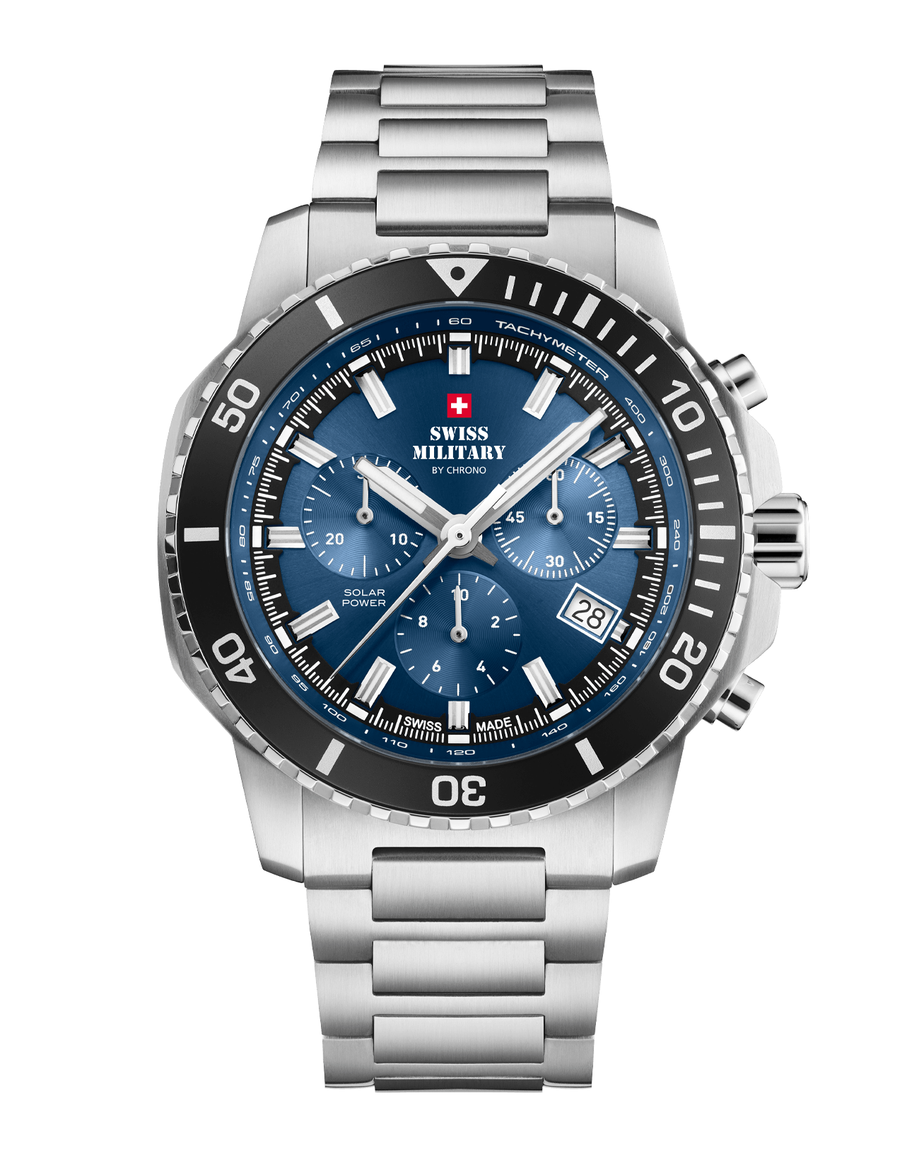 Relógio Cronógrafo Solar Automático Swiss Military SMS34113.02 –  Azul Aço