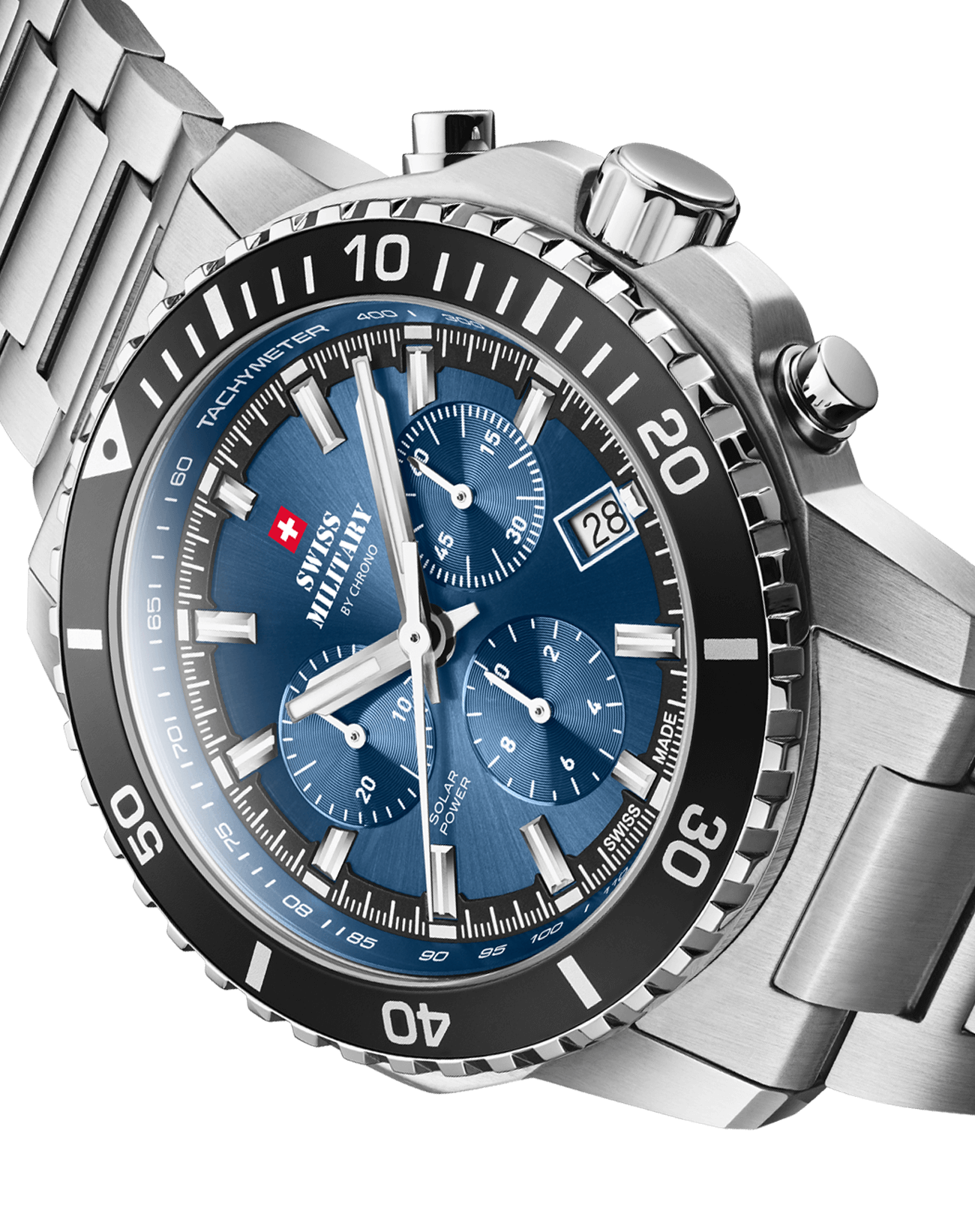 Relógio Cronógrafo Solar Automático Swiss Military SMS34113.02 –  Azul Aço