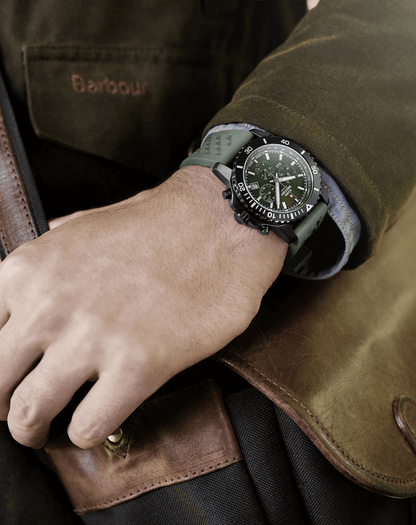 Relógio Cronógrafo Solar Automático Swiss Military SMS34113.04 –  Verde, Pulseira em Borracha