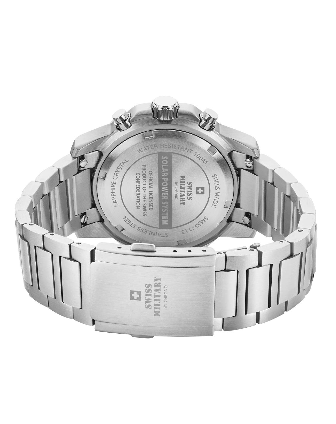 Relógio Cronógrafo Solar Automático Swiss Military SMS34113.02 –  Azul Aço