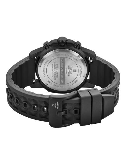 Relógio Cronógrafo Solar Automático Swiss Military SMS34113.05 –  Preto, Pulseira em Borracha